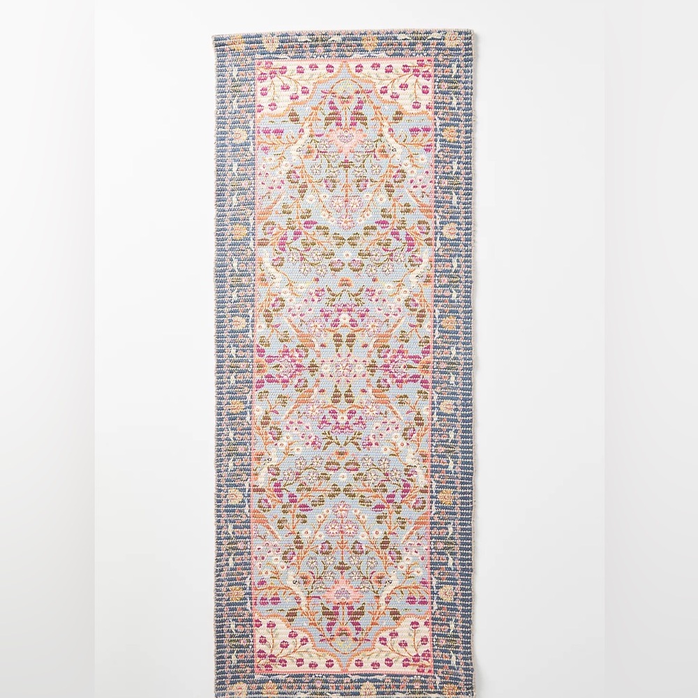 Anthropologie Floral Medallion Runner in Blue, Pink, Gold